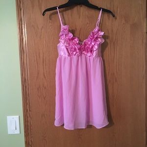 NWOT Pink sheer top with matching panties size S